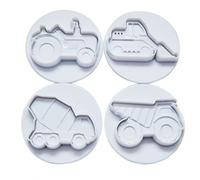 Cookie Stamps Set Vehicle Digger Truck Biscuit Moulds Cookie Cutter Fondant Tool Spring Embossing Molds for DIY Baking 4PCS