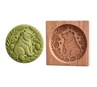 Cookie Stamps Wooden Food-Grade Funny Animal DIY Easy Press | Cookie Stamp Dessert Molds for Dough Cake Dessert Kitchen Bakery Farmhouse Party Birthday Christmas Holiday Bear