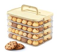 Cookie Storage Container - 4-Layer Food Fresh-Keeping Box with Handle - Food Storage Container | for Dumplings Biscuits Cheese Snack Kitchen Dining Room Picnic Camping Farmhouse