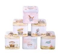 Cookie Tins, Bunny Pattern Metal Container With Lid, 7.5x7.5x7cm, Easter Treat Boxes, Decorative Snack Holder, Festive Storage Jar, For Spring Holiday Wedding Birthday Celebration