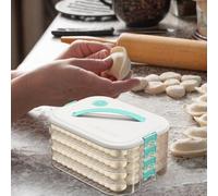 Cookie Travel Container - 4 Layer Dumpling Storage Box With Lid And Handle | Stackable Food Storage Bin With Time Marker For Refrigerator Freezer