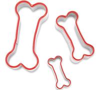 COOKIEQUE 3-Piece Dog Bone Cookie Cutters Set, Dog Treats Cookie Cutter, Bone Shapes Cutters, Homemade Dog Biscuit Cutters for Baking