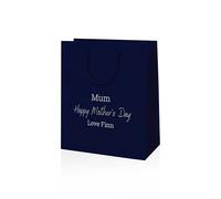 COOKIES AND KOALAS Blue Personalised Mothers Day Gift Bag 20x24x10cm | Custom gold or silver foil name and message, matt laminated paper with rope handles for grandma