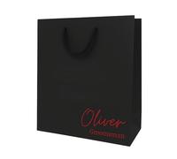 COOKIES AND KOALAS Bridesmaid Gift Bag Decal Black Small 20x24x10cm | Any name and bridal role printed in the corner in 16 plus text colours - a proposal keepsake