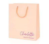 COOKIES AND KOALAS Bridesmaid Gift Bag Decal Pink Small 20x24x10cm | Any name and bridal role printed in the corner in 16 plus text colours - a hen party keepsake