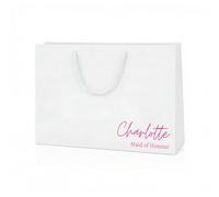 COOKIES AND KOALAS Bridesmaid Gift Bag Decal White Medium Wide 35x25x10cm | Add any name and bridal role in the corner in your choice of 16 plus text colours - a wedding favour keepsake
