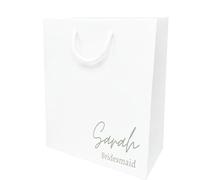 COOKIES AND KOALAS Bridesmaid Gift Bag Decal White Small 20x24x10cm | Personalised in the corner with any name and bridal role in 16 plus text colours - a bridal shower keepsake