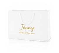 Cookies and Koalas Bridesmaid Gift Bag - White Large 40x30x13cm | Personalised bridesmaid proposal bag - will you be my bridesmaid, maid of honour & flower girl - gold/silver foil, UK made