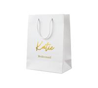 Cookies and Koalas Bridesmaid Gift Bag - White Small 20x24x10cm | Personalised bridesmaid proposal bag - will you be my bridesmaid, maid of honour & flower girl - gold/silver foil, UK made