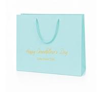 COOKIES AND KOALAS Fathers Day Bag Gift Light Blue Large 40x30x13cm | Personalised Light Blue Large fathers day gift bag, 40x30x13 cm, foil printed name and message, paper bag with rope handles.