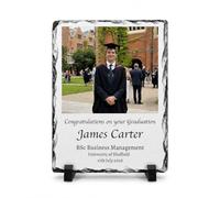 COOKIES AND KOALAS Graduation Photo Slate Portrait Print 15x20cm Rectangle | Personalised graduation gift for her him daughter son, photo on natural rock slate with name degree university