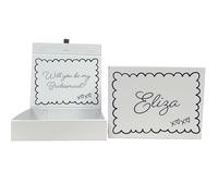 COOKIES AND KOALAS Grey Personalised Bridesmaid Box - Custom Name & Message - Scallop Gift Box - Maid of Honour - Medium 17x22x5cm