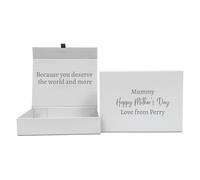 COOKIES AND KOALAS Grey Personalised Mum Foil Keepsake Gift Box 17x22x5cm | Custom gold or silver name and message printed onto the magnetic lid for grandma on Mother's Day or a birthday memento