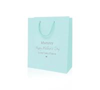 COOKIES AND KOALAS Light Blue Personalised Mothers Day Gift Bag 20x24x10cm | Custom gold or silver foil name and message, matt laminated paper with rope handles for mummy