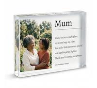 COOKIES AND KOALAS Personalised A6 Mum Poem Photo Gift - Custom Clear Acrylic Photo Block with Heartfelt Message - Portrait Freestanding Keepsake for Mothers Day, Birthday, Nan - 10.4x14.8cm
