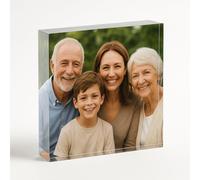 COOKIES AND KOALAS Personalised Acrylic Photo Block Size Square - 15×15 cm - 2 cm Thick - Frameless Full Photo Display - Freestanding Desk Gift & Decor, Timeless Keepsake for Birthdays & Anniversaries