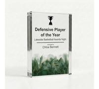 COOKIES AND KOALAS Personalised Basketball Trophy, A7 7.4x10.5cm Mini Custom Acrylic Block Award for Most Improved Player and Slam Dunk Award, 2cm Thick Freestanding UV Printed for Junior Basketball