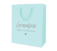 COOKIES AND KOALAS Personalised Birthday Gift Bag- Luxury Light Blue Foil Printed Gift Bag - Small 20×24×10 cm- Custom Gold or Silver Foil Name - Reusable Birthday Gift Packaging for Him, Her or Kids