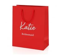 Cookies and Koalas Personalised Bridesmaid Gift Bag - Red Small 20x24x10cm | Personalised bridesmaid proposal bag - will you be my bridesmaid, maid of honour & flower girl - gold/silver foil, UK made