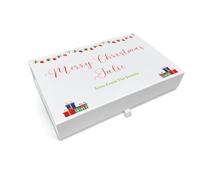COOKIES AND KOALAS Personalised Christmas Box - Large 22×34×7 cm - Festive White Box with Stockings Design - Luxury Xmas Boxes for Gifts, Hampers & Keepsakes