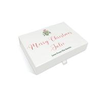 COOKIES AND KOALAS Personalised Christmas Box - Medium 17×22×5 cm - Festive White Box with Mistletoe Design - Luxury Xmas Boxes for Gifts, Hampers & Keepsakes