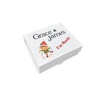 COOKIES AND KOALAS Personalised Christmas Elf Gift Box - Elf Lights Design - Small White Magnetic Box - Custom Name Printed - Holiday Keepsake Gift Box