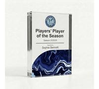 COOKIES AND KOALAS Personalised Cricket Trophy, A6 10.5x14.8cm Custom Acrylic Block Award for Player of the Match, 2cm Thick Freestanding UV Printed Plaque for Presentation Evening Awards