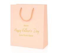 COOKIES AND KOALAS Personalised Fathers Day Gift Bag - Pink Small 20x24x10 cm - Custom Name & Message Foil Print - First Fathers Day Gift Bag