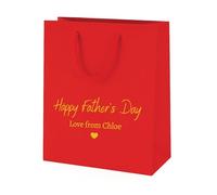 COOKIES AND KOALAS Personalised Fathers Day Gift Bag - Red Small 20x24x10 cm - Custom Name & Message Foil Print - Step Dad Fathers Day Gift Bag
