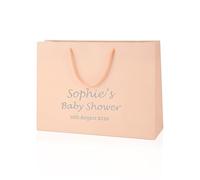 COOKIES AND KOALAS Personalised Foil Baby Shower Bag Gift - Medium Wide 35×24×10 cm - Pink - Custom Name & Message - Luxury Baby Shower Party Favour Bag with Gold or Silver Foil Print