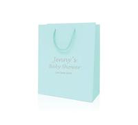 COOKIES AND KOALAS Personalised Foil Baby Shower Bag - Light Blue 20x24x10 | Add any name and your own message in shining gold or silver - a thank you gift for every guest
