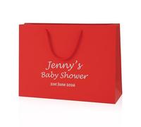 COOKIES AND KOALAS Personalised Foil Baby Shower Bag - Red 40x30x13cm | Names and a message of your choice in bright gold or silver - a thank you gift for every guest
