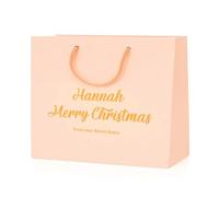 COOKIES AND KOALAS Personalised Foil Xmas Gift Bag - Medium Wide 35×24×10 cm - Pink - Custom Name & Message - Luxury Christmas Bag with Gold or Silver Foil Print