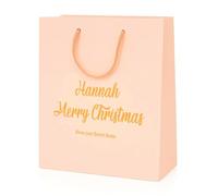 COOKIES AND KOALAS Personalised Foil Xmas Gift Bag - Small 20×24×10 cm - Pink - Custom Name & Message - Luxury Christmas Bag with Gold or Silver Foil Print