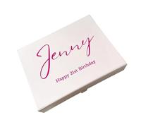 COOKIES AND KOALAS Personalised Gift Box - Custom Full Colour Print - 4 Sizes - Keepsake Box for Birthdays, Weddings, Anniversaries, Baby Showers & Special Occasions (Pink, Small: 12x12x5cm)