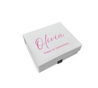 COOKIES AND KOALAS Personalised Gift Box - Custom Full Colour Print - Grey - Small 12x12x5cm - Keepsake Box for Birthdays, Weddings, Anniversaries, Baby Showers & Special Occasions