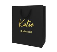 COOKIES AND KOALAS Personalised Groomsmen Gift Bag - Small Black 20x24x10cm - Custom Name & Role Gold/Silver Foil - Luxury Wedding Favours for Best Man, Usher, Page Boy & Bridesmaid