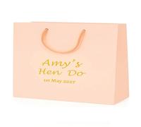 COOKIES AND KOALAS Personalised Hen Party Bag Pink Medium Wide 35x24x10cm | Real gold or silver foil name, occasion, date printed on thick 210gsm card, rope handles - made for the bride to be