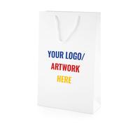 COOKIES AND KOALAS Personalised Logo Gift Bag - Medium Tall 25×36×10 cm White - Custom Full Colour Printed Corporate Branded Bag for Events, Clients & Business Gifts