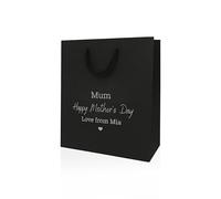 COOKIES AND KOALAS Personalised Mother’s Day Gift Bag - Luxury Black Foil Printed Gift Bag - Small 20×24×10 cm - Custom Gold or Silver Foil Name - Reusable Mother’s Day Gift Packaging for Mum