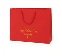 COOKIES AND KOALAS Personalised Mother’s Day Gift Bag - Luxury Red Foil Printed Gift Bag - Large 40×30×13 cm - Custom Gold or Silver Foil Name - Reusable Mother’s Day Gift Packaging for Mum