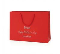 COOKIES AND KOALAS Personalised Mother’s Day Gift Bag - Luxury Red Foil Printed Gift Bag - Medium Wide 35×24×10 cm - Custom Gold or Silver Foil Name - Reusable Mother’s Day Gift Packaging for Mum