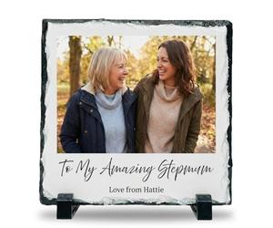 COOKIES AND KOALAS Personalised Photo Slate for Mum 20x20cm Square | Personalised photo slate for Mum Nan or Grandma, your photo and text on 20x20cm natural rock, a Mother's Day keepsake