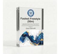 COOKIES AND KOALAS Personalised Swimming Trophy, A6 10.5x14.8cm Custom Acrylic Block Award for Butterfly Backstroke Breaststroke Freestyle, 2cm Thick Freestanding UV Printed for Swim Meet Awards