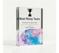 COOKIES AND KOALAS Personalised Swimming Trophy, Large A4 21x29.7cm Custom Acrylic Block Award for Swimmer of the Year, 2cm Thick Freestanding UV Printed Plaque for Club Championships