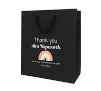 COOKIES AND KOALAS Personalised Teacher Thank You Gift Bag - Black Small 20×24×10 cm - Custom Printed Design - Luxury Paper Bag for Teachers, Assistants & Nursery Staff - End of Term Gift