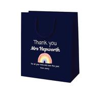 COOKIES AND KOALAS Personalised Teacher Thank You Gift Bag - Blue Small 20×24×10 cm - Custom Printed Design - Luxury Paper Bag for Teachers, Assistants & Nursery Staff - End of Term Gift