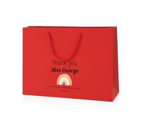 COOKIES AND KOALAS Personalised Teacher Thank You Gift Bag - Red Large 40×30×13 cm - Custom Printed Design - Luxury Paper Bag for Teachers, Assistants & Nursery Staff - End of Term Gift