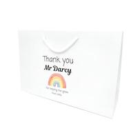 COOKIES AND KOALAS Personalised Teacher Thank You Gift Bag - White Large 40×30×13 cm - Custom Printed Design - Luxury Paper Bag for Teachers, Assistants & Nursery Staff - End of Term Gift