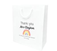 COOKIES AND KOALAS Personalised Teacher Thank You Gift Bag - White Small 20×24×10 cm - Custom Printed Design - Luxury Paper Bag for Teachers, Assistants & Nursery Staff - End of Term Gift